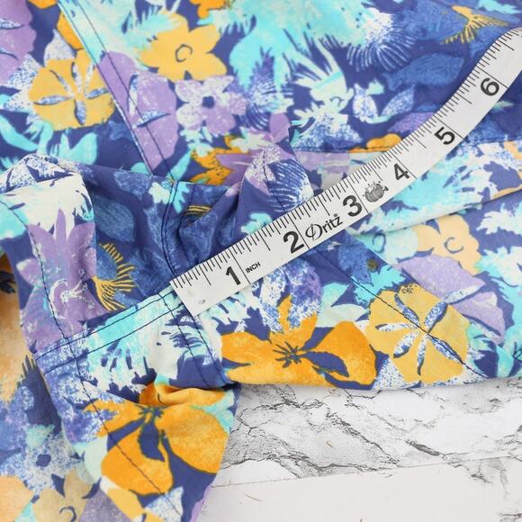 Patagonia Barely Baggies Shorts Blue Yellow Floral Hawaiian Print Size Medium - Picture 5 of 7